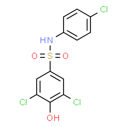 ChemSpider 2D Image | 3,5-Dichloro-N-(4-chlorophenyl)-4-hydroxybenzenesulfonamide | C12H8Cl3NO3S