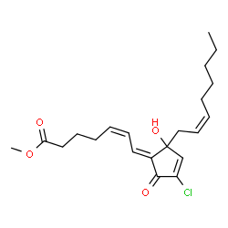 ChemSpider 2D Image | Methyl (5Z,7E,14Z)-10-chloro-12-hydroxy-9-oxoprosta-5,7,10,14-tetraen-1-oate | C21H29ClO4