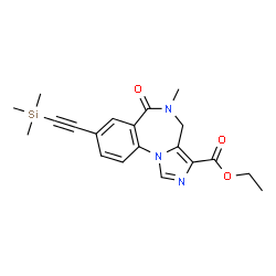 ChemSpider 2D Image | Ethyl 5-methyl-6-oxo-8-[(trimethylsilyl)ethynyl]-5,6-dihydro-4H-imidazo[1,5-a][1,4]benzodiazepine-3-carboxylate | C20H23N3O3Si