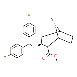 ChemSpider 2D Image | Methyl (3S)-3-[bis(4-fluorophenyl)methoxy]-8-methyl-8-azabicyclo[3.2.1]octane-2-carboxylate | C23H25F2NO3