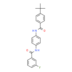 ChemSpider 2D Image | 3-Fluoro-N-(4-{[4-(2-methyl-2-propanyl)benzoyl]amino}phenyl)benzamide | C24H23FN2O2