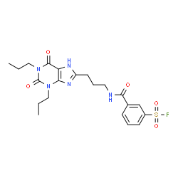 ChemSpider 2D Image | 3-{[3-(2,6-Dioxo-1,3-dipropyl-2,3,6,7-tetrahydro-1H-purin-8-yl)propyl]carbamoyl}benzenesulfonyl fluoride | C21H26FN5O5S