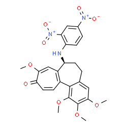 ChemSpider 2D Image | (7S)-7-[(2,4-Dinitrophenyl)amino]-1,2,3,9-tetramethoxy-6,7-dihydrobenzo[a]heptalen-10(5H)-one | C26H25N3O9