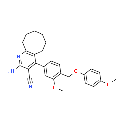 ChemSpider 2D Image | 2-Amino-4-{3-methoxy-4-[(4-methoxyphenoxy)methyl]phenyl}-5,6,7,8,9,10-hexahydrocycloocta[b]pyridine-3-carbonitrile | C27H29N3O3