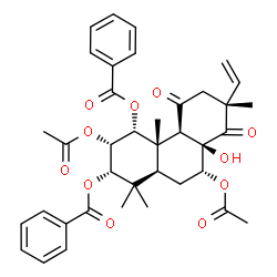 ChemSpider 2D Image | (1alpha,2alpha,3alpha,7alpha,13alpha)-2,7-Diacetoxy-8-hydroxy-11,14-dioxopimar-15-ene-1,3-diyl dibenzoate | C38H42O11