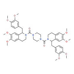 ChemSpider 2D Image | 1,4-Piperazinediylbis{[1-(3,4-dimethoxybenzyl)-6,7-dimethoxy-3,4-dihydro-2(1H)-isoquinolinyl]methanone} | C46H56N4O10