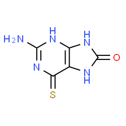 ChemSpider 2D Image | 2-Amino-1,6,7,9-tetrahydro-6-thioxo-8H-purin-8-one | C5H5N5OS