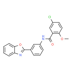 ChemSpider 2D Image | N-[3-(1,3-Benzoxazol-2-yl)phenyl]-5-chloro-2-methoxybenzamide | C21H15ClN2O3