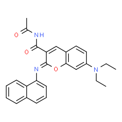 ChemSpider 2D Image | (2Z)-N-Acetyl-7-(diethylamino)-2-(1-naphthylimino)-2H-chromene-3-carboxamide | C26H25N3O3