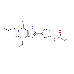 ChemSpider 2D Image | 3-(2,6-Dioxo-1,3-dipropyl-2,3,6,7-tetrahydro-1H-purin-8-yl)cyclopentyl bromoacetate | C18H25BrN4O4