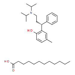 ChemSpider 2D Image | Dodecanoic acid - 2-[(1R)-3-(diisopropylamino)-1-phenylpropyl]-4-methylphenol (1:1) | C34H55NO3