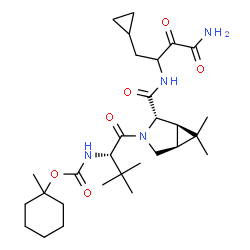 ChemSpider 2D Image | 1-Methylcyclohexyl [(2S)-1-{(1R,2S,5S)-2-[(4-amino-1-cyclopropyl-3,4-dioxo-2-butanyl)carbamoyl]-6,6-dimethyl-3-azabicyclo[3.1.0]hex-3-yl}-3,3-dimethyl-1-oxo-2-butanyl]carbamate | C29H46N4O6