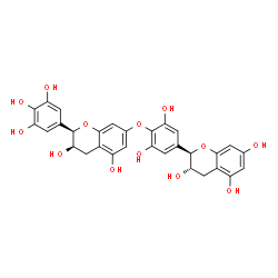 ChemSpider 2D Image | (2R,3S)-2-(4-{[(2R,3R)-3,5-Dihydroxy-2-(3,4,5-trihydroxyphenyl)-3,4-dihydro-2H-chromen-7-yl]oxy}-3,5-dihydroxyphenyl)-3,5,7-chromanetriol | C30H26O13
