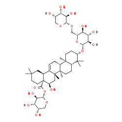 ChemSpider 2D Image | 1-O-[(3beta,16alpha)-3-{[6-O-(alpha-L-Arabinopyranosyl)-beta-D-glucopyranosyl]oxy}-16-hydroxy-28-oxoolean-12-en-28-yl]-alpha-L-arabinopyranose | C46H74O17