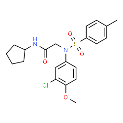 ChemSpider 2D Image | N~2~-(3-Chloro-4-methoxyphenyl)-N-cyclopentyl-N~2~-[(4-methylphenyl)sulfonyl]glycinamide | C21H25ClN2O4S