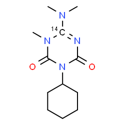 ChemSpider 2D Image | 3-Cyclohexyl-6-(dimethylamino)-1-methyl(6-~14~C)-1,3,5-triazine-2,4(1H,3H)-dione | C1114CH20N4O2