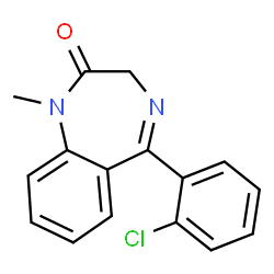 ChemSpider 2D Image | 5-(2-Chlorophenyl)-1-methyl-1,3-dihydro-2H-1,4-benzodiazepin-2-one | C16H13ClN2O