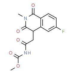 ChemSpider 2D Image | Methyl [(6-fluoro-2-methyl-1,3-dioxo-1,2,3,4-tetrahydro-4-isoquinolinyl)acetyl]carbamate | C14H13FN2O5