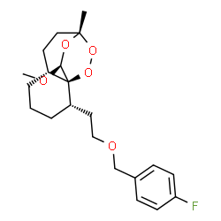 ChemSpider 2D Image | (1R,2S,6R,9S,12S)-2-{2-[(4-Fluorobenzyl)oxy]ethyl}-12-methoxy-9-methyl-10,11,13-trioxatricyclo[7.2.2.0~1,6~]tridecane | C21H29FO5