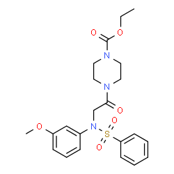 ChemSpider 2D Image | Ethyl 4-[N-(3-methoxyphenyl)-N-(phenylsulfonyl)glycyl]-1-piperazinecarboxylate | C22H27N3O6S
