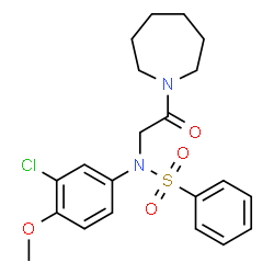ChemSpider 2D Image | N-[2-(1-Azepanyl)-2-oxoethyl]-N-(3-chloro-4-methoxyphenyl)benzenesulfonamide | C21H25ClN2O4S