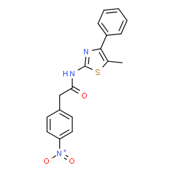 ChemSpider 2D Image | N-(5-Methyl-4-phenyl-1,3-thiazol-2-yl)-2-(4-nitrophenyl)acetamide | C18H15N3O3S