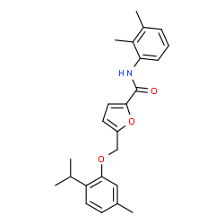 ChemSpider 2D Image | N-(2,3-Dimethylphenyl)-5-[(2-isopropyl-5-methylphenoxy)methyl]-2-furamide | C24H27NO3