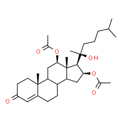 ChemSpider 2D Image | (8xi,9xi,12beta,14xi,16beta)-20-Hydroxy-3-oxocholest-4-ene-12,16-diyl diacetate | C31H48O6