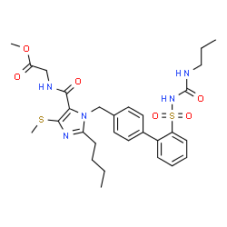 ChemSpider 2D Image | Methyl N-{[2-butyl-4-(methylsulfanyl)-1-({2'-[(propylcarbamoyl)sulfamoyl]-4-biphenylyl}methyl)-1H-imidazol-5-yl]carbonyl}glycinate | C29H37N5O6S2