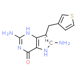 ChemSpider 2D Image | 2,6-Diamino-7-(3-thienylmethyl)(6-~14~C)-1,5-dihydro-4H-pyrrolo[3,2-d]pyrimidin-4-one | C1014CH11N5OS