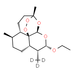 ChemSpider 2D Image | (1R,4S,5R,8S,9R,10S,12R,13R)-10-Ethoxy-1,5-dimethyl-9-(~2~H_3_)methyl-11,14,15,16-tetraoxatetracyclo[10.3.1.0~4,13~.0~8,13~]hexadecane | C17H25D3O5