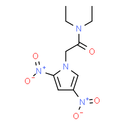 ChemSpider 2D Image | 2-(2,4-Dinitro-1H-pyrrol-1-yl)-N,N-diethylacetamide | C10H14N4O5