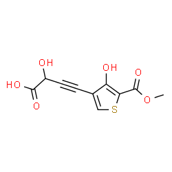 ChemSpider 2D Image | 2-Hydroxy-4-[4-hydroxy-5-(methoxycarbonyl)-3-thienyl]-3-butynoic acid | C10H8O6S