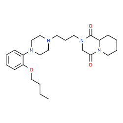 ChemSpider 2D Image | 2-{3-[4-(2-Butoxyphenyl)-1-piperazinyl]propyl}tetrahydro-2H-pyrido[1,2-a]pyrazine-1,4(3H,6H)-dione | C25H38N4O3
