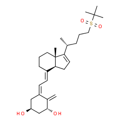 ChemSpider 2D Image | (1R,3S,5Z,7E)-24-[(2-Methyl-2-propanyl)sulfonyl]-9,10-secochola-5,7,10,16-tetraene-1,3-diol | C28H44O4S
