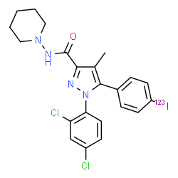 ChemSpider 2D Image | 1-(2,4-Dichlorophenyl)-5-[4-(~123~I)iodophenyl]-4-methyl-N-(1-piperidinyl)-1H-pyrazole-3-carboxamide | C22H21Cl2123IN4O