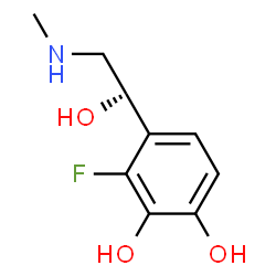ChemSpider 2D Image | 3-Fluoro-4-[(1R)-1-hydroxy-2-(methylamino)ethyl]-1,2-benzenediol | C9H12FNO3