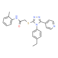 ChemSpider 2D Image | 2-{[4-(4-Ethylphenyl)-5-(4-pyridinyl)-4H-1,2,4-triazol-3-yl]sulfanyl}-N-(2-methylphenyl)acetamide | C24H23N5OS