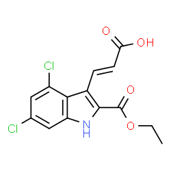 ChemSpider 2D Image | 3-(4,6-Dichloro-2-(ethoxycarbonyl)-1H-indol-3-yl)acrylic acid | C14H11Cl2NO4