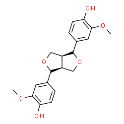 ChemSpider 2D Image | 4,4'-(3aS,6aS)-Tetrahydro-1H,3H-furo[3,4-c]furan-1,4-diylbis(2-methoxyphenol) | C20H22O6