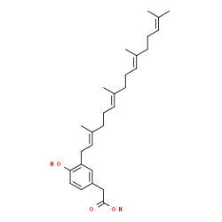 ChemSpider 2D Image | {4-Hydroxy-3-[(2E,6E,10E)-3,7,11,15-tetramethyl-2,6,10,14-hexadecatetraen-1-yl]phenyl}acetic acid | C28H40O3