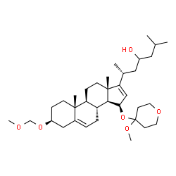 ChemSpider 2D Image | (3beta,15beta)-3-(Methoxymethoxy)-15-[(4-methoxytetrahydro-2H-pyran-4-yl)oxy]cholesta-5,16-dien-23-ol | C35H58O6