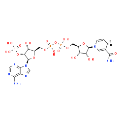ChemSpider 2D Image | [(2R,3R,4R,5R)-5-(6-aminopurin-9-yl)-3-hydroxy-4-phosphonooxy-tetrahydrofuran-2-yl]methyl [[(2R,3S,4R,5R)-5-(3-carbamoyl-4,4-dideuterio-1-pyridyl)-3,4-dihydroxy-tetrahydrofuran-2-yl]methoxy-hydroxy-phosphoryl] hydrogen phosphate | C21H28D2N7O17P3