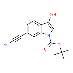 ChemSpider 2D Image | [(3-Hydroxy-1-{[(2-methyl-2-propanyl)oxy]carbonyl}-1H-indol-6-yl)ethynyl]sodium | C15H14NNaO3
