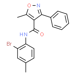 ChemSpider 2D Image | N-(2-Bromo-4-methylphenyl)-5-methyl-3-phenyl-1,2-oxazole-4-carboxamide | C18H15BrN2O2