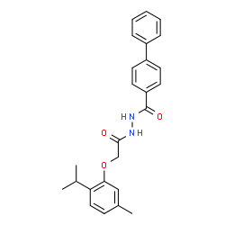 ChemSpider 2D Image | N'-[(2-Isopropyl-5-methylphenoxy)acetyl]-4-biphenylcarbohydrazide | C25H26N2O3
