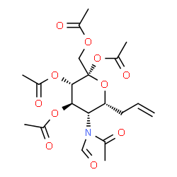 ChemSpider 2D Image | (6R)-1,2,3,4-Tetra-O-acetyl-5-[acetyl(formyl)amino]-6-allyl-5-deoxy-alpha-L-sorbopyranose | C20H27NO11