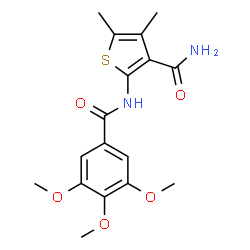 ChemSpider 2D Image | 4,5-dimethyl-2-(3,4,5-trimethoxybenzamido)thiophene-3-carboxamide | C17H20N2O5S