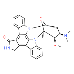 ChemSpider 2D Image | (2S,3R,4R,6R)-4-(Dimethylamino)-3-methoxy-2-methyl-29-oxa-1,7,17-triazaoctacyclo[12.12.2.1~2,6~.0~7,28~.0~8,13~.0~15,19~.0~20,27~.0~21,26~]nonacosa-8,10,12,14,19,21,23,25,27-nonaen-16-one | C29H28N4O3