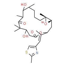 ChemSpider 2D Image | (1S,16R)-7,11-Dihydroxy-8,8,10,12,16-pentamethyl-3-[(1E)-1-(2-methyl-1,3-thiazol-4-yl)-1-propen-2-yl](17-~18~O)-4,17-dioxabicyclo[14.1.0]heptadecane-5,9-dione | C27H41NO518OS